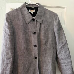Talbots Black and White Checkered Blazer in Irish Linen